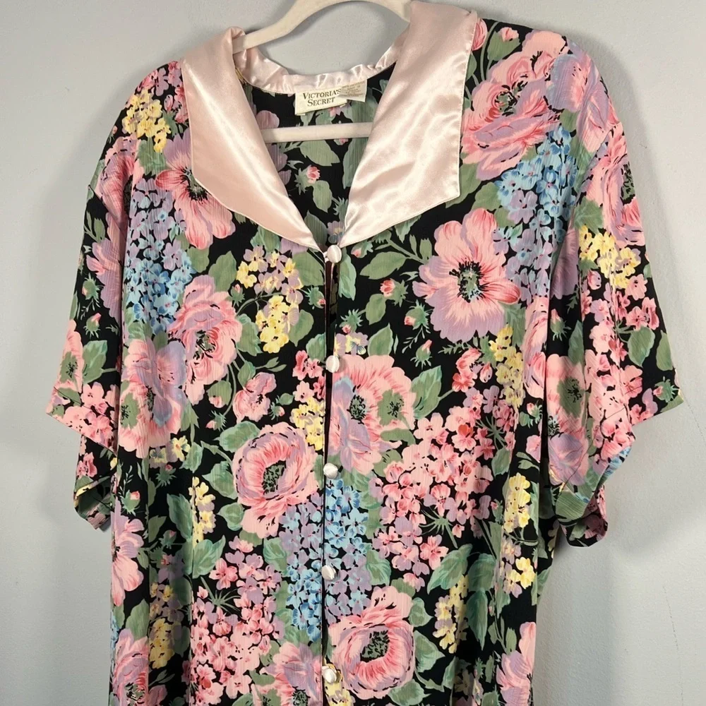 Victoria’s Secret Vintage Gold Label Floral Nightgown Mini Button Front M/L